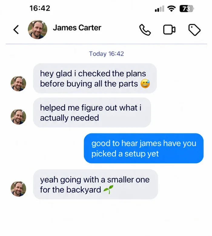Customer message about the projects